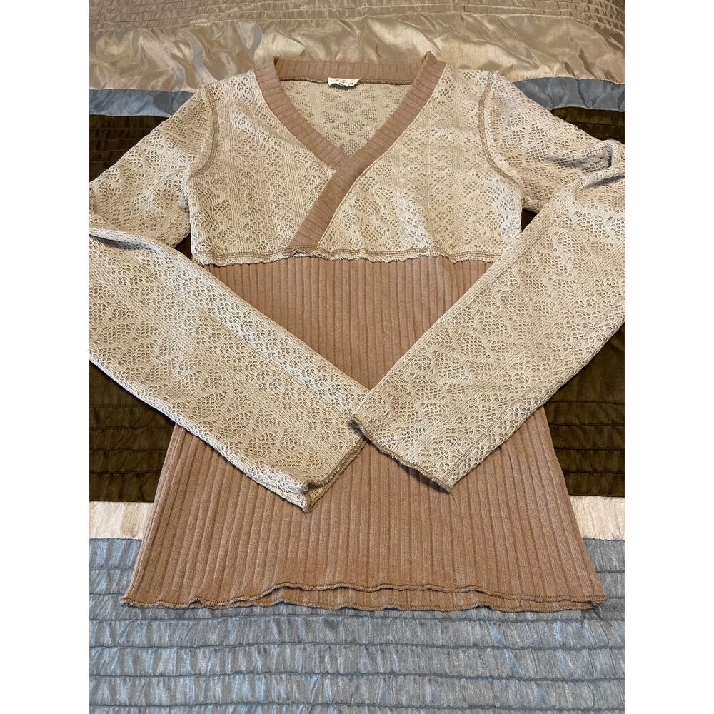 POL brown and tan lace sweater Size Small (S)